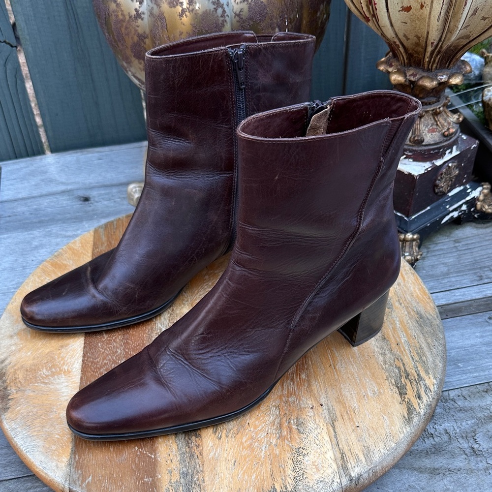 Women’s Van Eli Rich Brown Leather Heeled Ankle Boots 11 Narrow